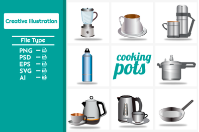 Kitchenware Cooking Pots Vector