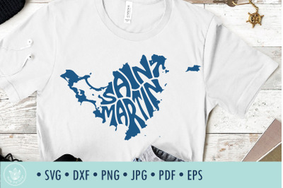 Saint Martin typography in Island shape SVG cut file