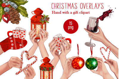 Christmas overlays Hand with a gift clipart png photoshop