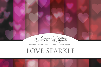 Love Sparkle bokeh Digital Paper