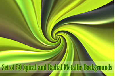 Set of 50 Spiral and Radial Metallic Backgrounds