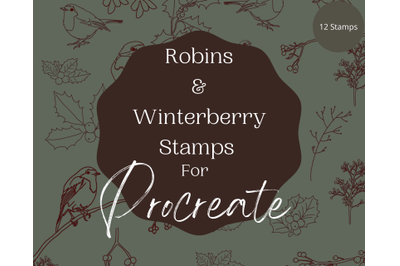 Procreate Winterberry Stamp set