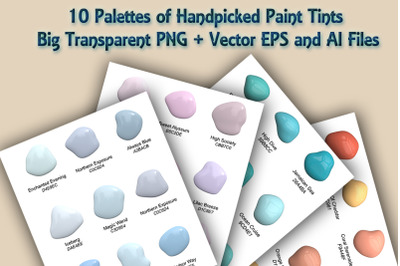 10 Palettes of Handpicked Paint Tints - Big Transparent PNG + Vector E