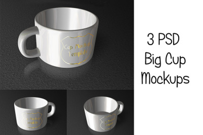 Fully Customizable Photo Realistic Big Cup Mockups Variations