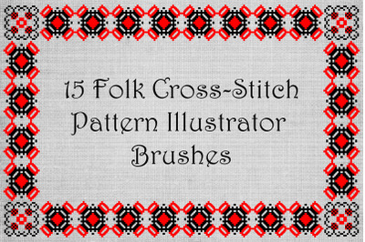 Ancient Folk Cross-Stitch Ornament  -  Red and Black Motive Adobe Illu