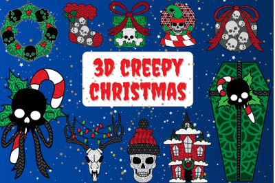 3D Creepy Christmas SVG Bundle