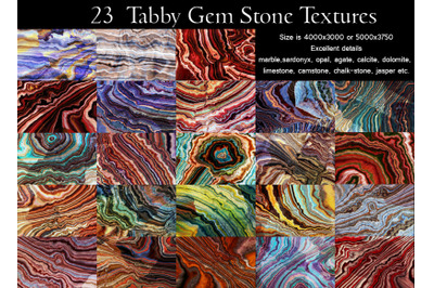 23 Tabby Onyx Gem Stone Textures - High Resolution JPG Files
