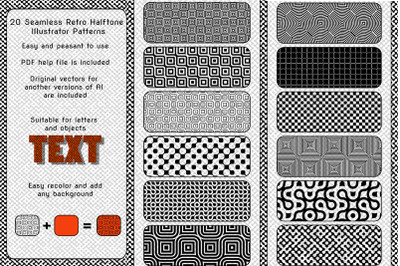 20 Vintage Halftone Repeating Grunge Adobe Illustrator Patterns