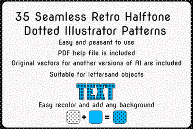 35 Vintage Halftone Repeating Grunge Dotted Adobe Illustrator Patterns