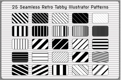 25 Tabby Black Repeating Adobe Illustrator Lines Stripes Patterns
