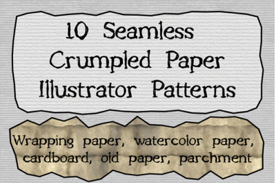 10 Crumpled Shabby Paper and Cardboard Seamless Adobe Illustrator Patt