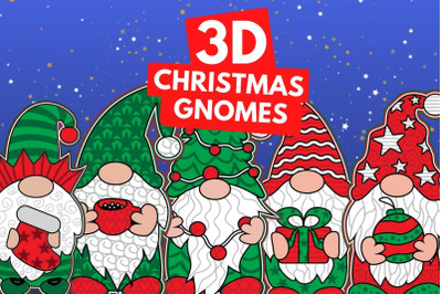 3D Christmas Gnomes SVG Bundle