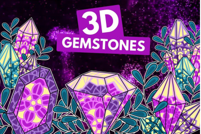 3D Gemstones SVG Bundle