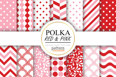 Polka Red And Pink Digital Paper - T0819