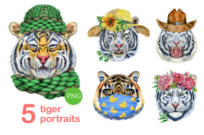 Cute watercolor tigers. Part 7