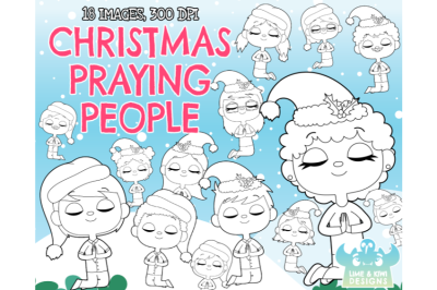 Christmas Praying People Digital Stamps