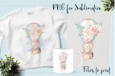 Cute Owl sublimation. Design for printing.