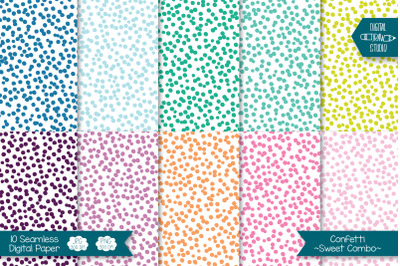 Confetti Print Digital Paper | Seamless Polka Dots Background Pattern