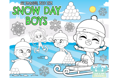 Snow Day Boys Digital Stamps - Lime and Kiwi Designs