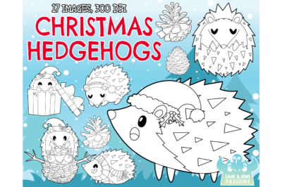 Christmas Hedgehogs Digital Stamps - Lime and Kiwi Designs