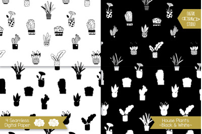 House Plants Print Digital Paper | Seamless Cactus Background Pattern