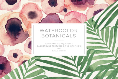 Watercolor Botanical Background Clipart Bundle