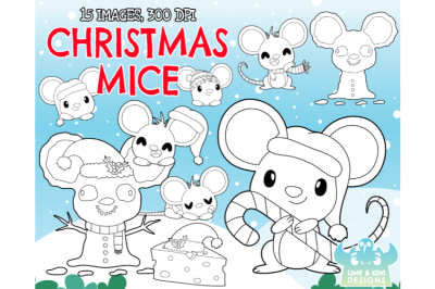 Christmas Mice Digital Stamps - Lime and Kiwi Designs