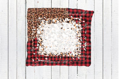Buffalo Plaid and Leopard Frame,Bleach background,Check splashes,