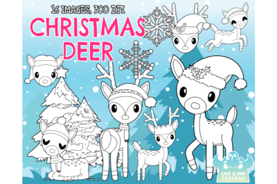 Christmas Deer Digital Stamps - Lime and Kiwi Designs