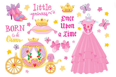 Your little princess. Vector set of illustrations. 19 eps &amp; 19 png