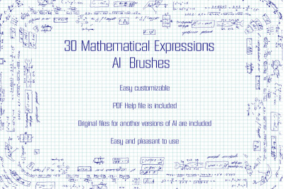 30 Mathematical Scatter, Pattern Brushes-30 Math Educational, Scientif