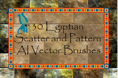 30 Egyptian Hieroglyph Scatter and Pattern Brushes -  Ancient Vector A