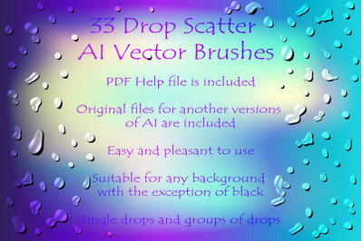 33 Drop, Blob, Dribble and Bead Adobe Illustrator Scatter Brushes - Ea