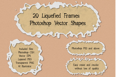 20 Liquefied Frame Vector Photoshop Shapes Set