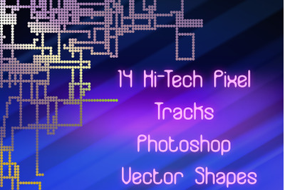14 Pixel Track Plexus  Vector Photoshop Shapes -  Hi-Tech Symbols