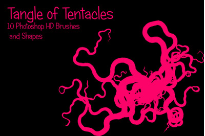 Tangle of Tentacles - 10 Photoshop HD Brushes and Shapes + AI, EPS, JP