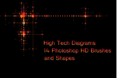 igh Tech Diagrams - 14 Photoshop HD Brushes and Shapes + AI, EPS, JPG,