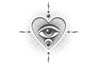All Seeing Eye in Rays of Light Esoteric Tattoo