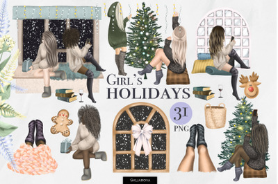 Girl&#039;s Christmas Holidays Clipart