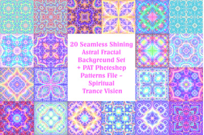 20 Seamless Shining Astral Fractal Background Set + PAT Photoshop Patt