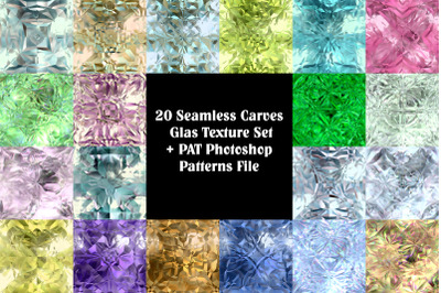 20 Seamless Carves Glas Texture Set + PAT Photoshop Patterns File