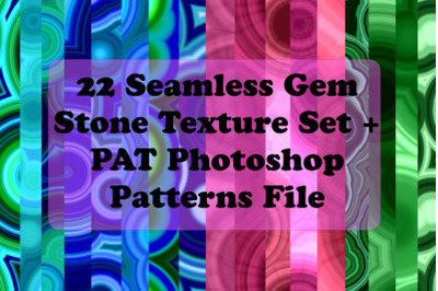 22 Seamless Gem Stone Texture Set + PAT Photoshop Patterns File