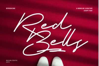 Red Bells Monoline Signature Script Font
