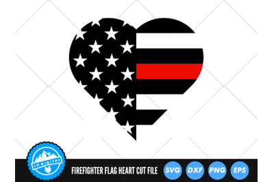 Love Heart Firefighter Flag SVG | Thin Red Line SVG | USA Flag SVG