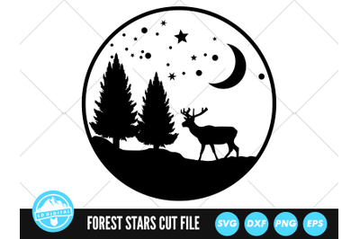 Forest Stars SVG | Landscape Silhouette Cut File | Nature Forest SVG