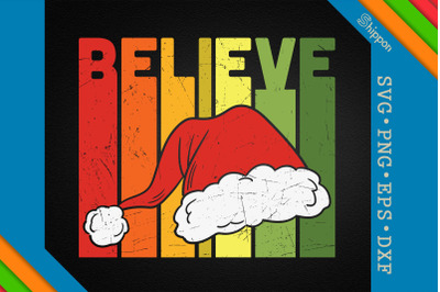 Christmas Design Believe Santa Hat White