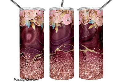 Pink Glitter Tumbler Wrap Design Sublimation PNG