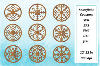 Snowflakes Coaster SVG. Christmas Coaster SVG. Coaster SVG