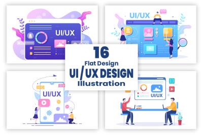 16 UI &amp;amp; UX Programmer Flat Design