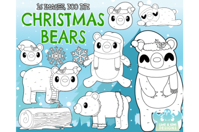 Christmas Bears Digital Stamps - Lime and Kiwi Designs